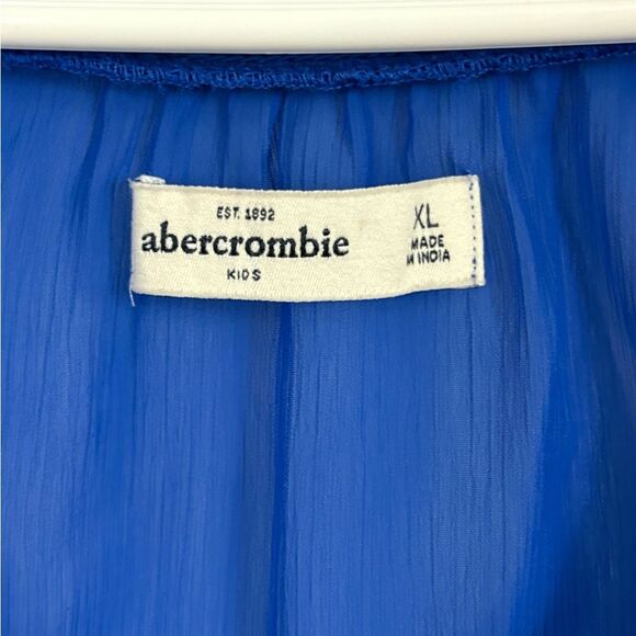 Abercrombie Kids Blue Sheer Ruffle Front Y2K Blouse Size XL Preppy Cute - Picture 3 of 8